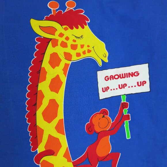 Vintage Cotton Metric Imperial Child Growth Chart Jungle Animals Birds Palms - Picture 6 of 9